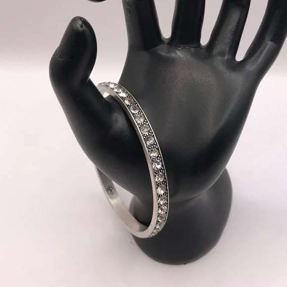 Premier Designs Antique Silver-Tone & Rhinestones Bangle Bracelet - Picture 2 of 7